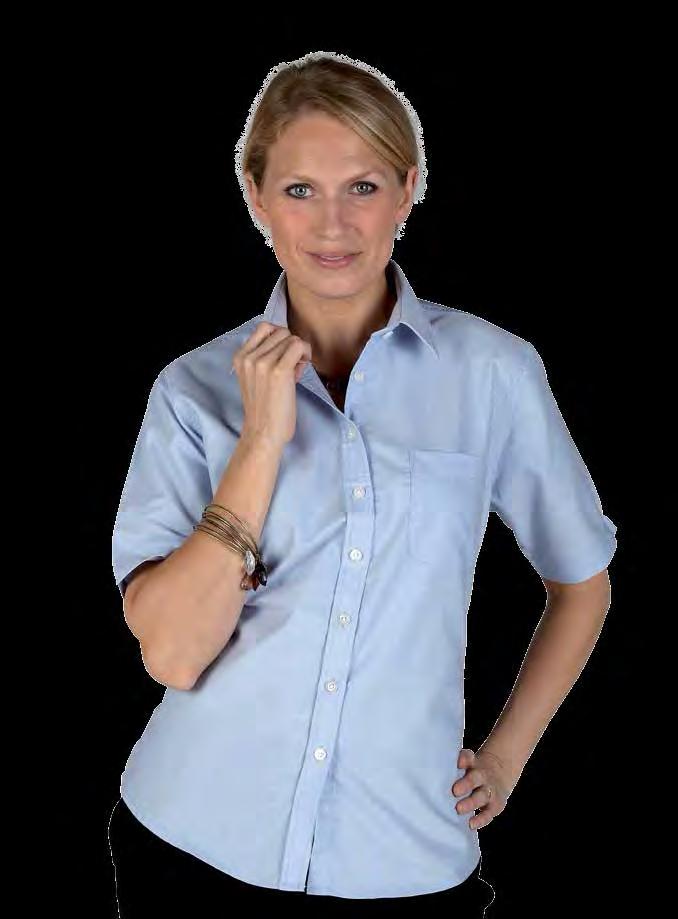 RK112 Ladies Short Sleeve Deluxe Oxford Shirt Light Blue Royal Silver Grey Weight 140/150gsm 70% Cotton / 30% Polyester Wrinkle resistant finish Left chest pocket Spare button Pearlised buttons Back