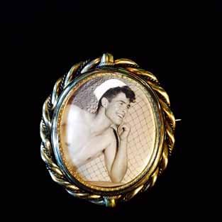 Item: Swivel Brooch Model No.: SB012 Materials: Pinchbeck metal (c. 1800s) with male sailor against net (c.