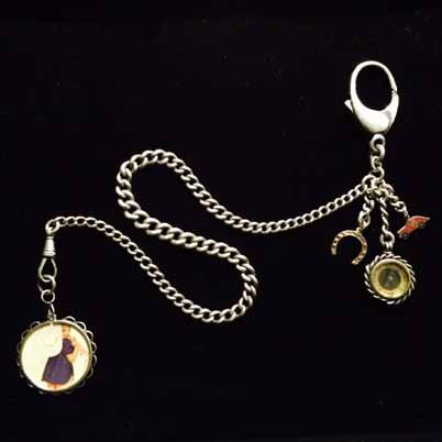 1800s) with 9k Gold horseshoe charm, SS compass, SS/enamel car