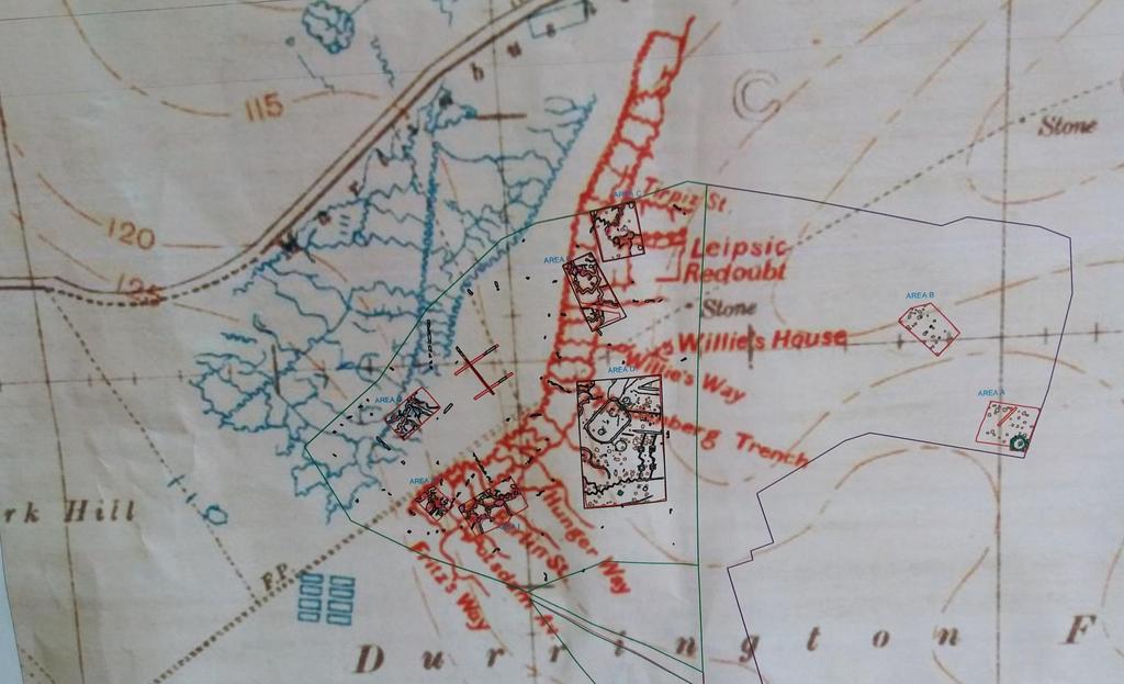 A trench map showing the system, following the conventions of WW1