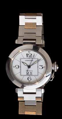 67 A Stainless Steel Pasha Wristwatch, Cartier, 35.