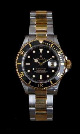 75 76 75 An 18 Karat Yellow Gold and Stainless Steel Ref. 16613 Submariner Wristwatch, Rolex, Circa 1990, 40.