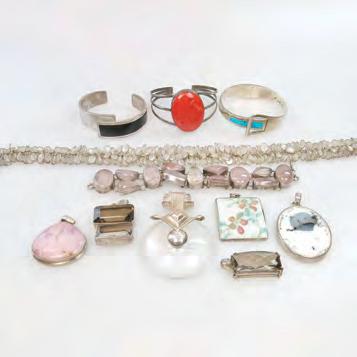 VARIOUS SILVER JEWELLERY including a silver and moonstone necklace; pendants, bracelets