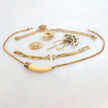 73 SMALL QUANTITY OF GOLD JEWELLERY including a 14k gold bracelet; an 18k gold watch strap; 14k gold earrings