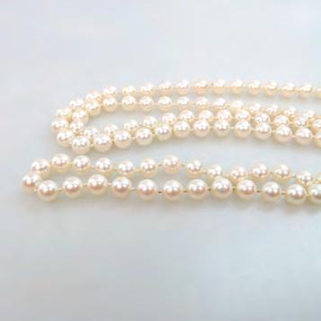 133 SINGLE ENDLESS STRAND OF CULTURED PEARLS 6.5mm length 36 in 91.