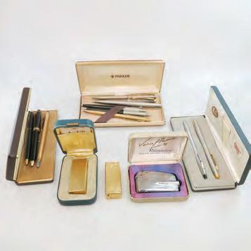 25 SMALL QUANTITY OF PEN AND LIGHTERS including 4 Cross pens; 6 Parker pens; a