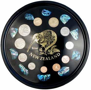 Coins + Old 5c BT11 NZ Paua, Gold Foil Map