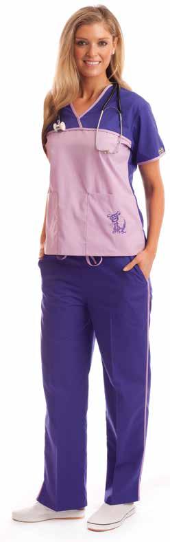 905 purple Cute Dog Stitch Double Stitched Vp-Neck 2 Patch Pockets 1