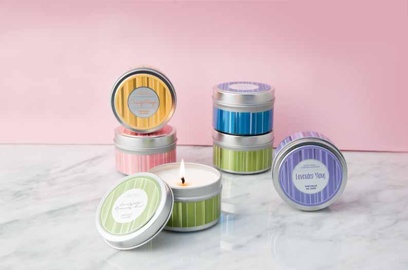 NEW! 100% soy candles Our 100% soy candles are hand-poured in small batches using renewable pure soy wax grown by local farmers. Cotton wicks are biodegradable.