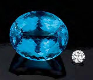 Figure 3. At 88.07 ct, this is the largest faceted neon blue Paraíba-type tourmaline from Mozambique that the authors have seen (heated stone, courtesy of Mozambique Gems).