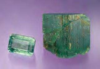 Typical pockets at the North American Emerald mine in North Carolina consist of an upper massive quartz portion, a central open cavity lined with various well-formed crystals (including emeralds),