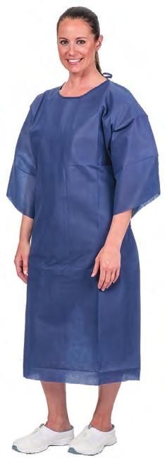 Apron Apron - Heavyweight Blue Film Material Over-the-Head (OTH) style Open back Secure waist ties Die cut *8571 OTH Blue Universal 20/Cs Patient Exam Gowns - Polypropylene Material