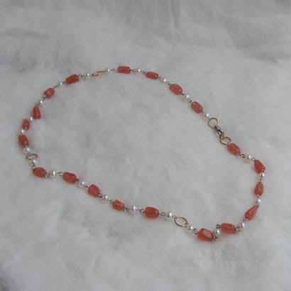 0581 necklaces & pendants Rhodochrosite & pearls