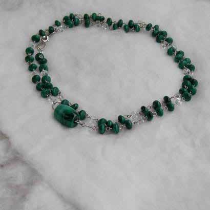 0579 necklaces & pendants Malachite & Clear Quartzlong
