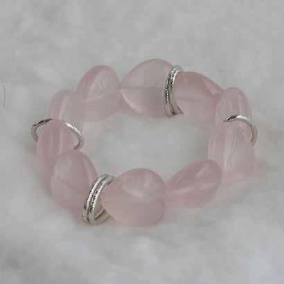 ~ SOLD ~ 0001 bracelet Rose quartz, heart shape (Madagascar),