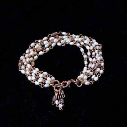 0237 bracelet 6 strings pearls & antique look NF