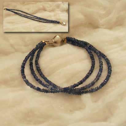 0287 bracelet 3 strings Blue sapphire bracelet, 925 silver
