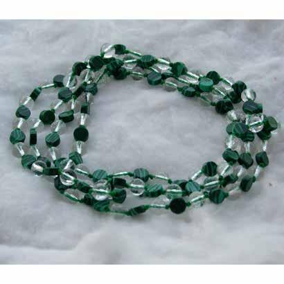 0623 necklaces & pendants malachite & 128 facet cut clear