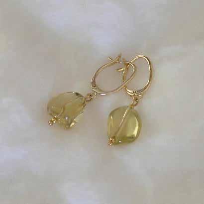 0310 earrings Lemon Quartz in k-gold coated 925