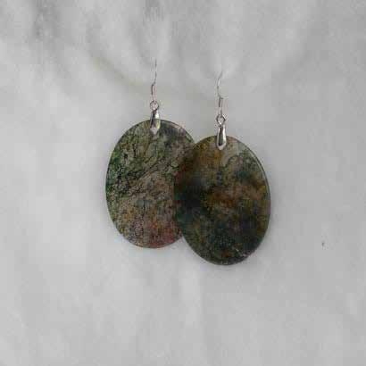 0538 earrings agate (moss), 925 silver