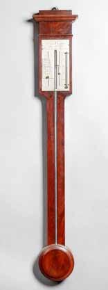 A George III mahogany stick barometer By Harris, London With a broken arched pediment centred with a brass finial, above silvered dial signed HARRIS 47 Holborn London, the trunk with a moulded edge