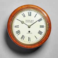 A mahogany dial timepiece By Payne & Co, London, circa 1880 The moulded surround with a cast brass glazed bezel, the 8in.