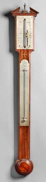plates, signed NEGRETTI & ZAMBRA LONDON, and fitted with a thermometer, the trunk with canted angles 90.5cm high.