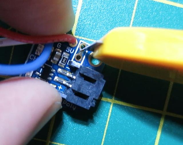 Solder in two wires for the switch.