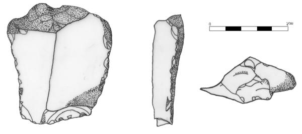 Figure 22.1 Macroblade fragment from Actun Ik (illustration by author). Figure 22.2 Fragment of a projectile point (illustration by author).