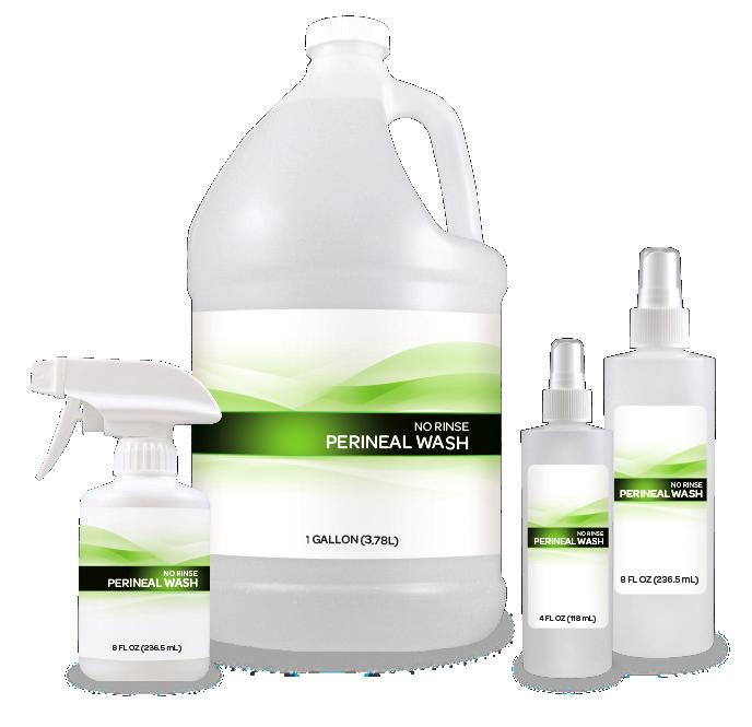 foam. One step cleansing for perineal area and body to save time.