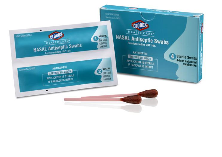 Specialty Solutions for Your Practice Chlorhexidine Gluconate (CHG): 2% and 4% Solutions Clorox Healthcare Nasal Antiseptic Swabs FDA-approved for use as patient preoperative skin preparation;