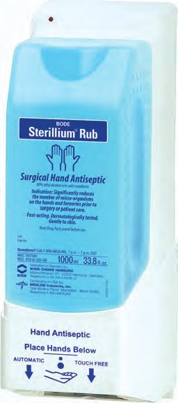 Sterillium Rub Surgical Hand Scrub 80% w/w ethyl alcohol for rapid and comprehensive kill of transient and resident skin fl ora 1 Waterless surgical scrub Long-lasting persistent effect exceeds FDA