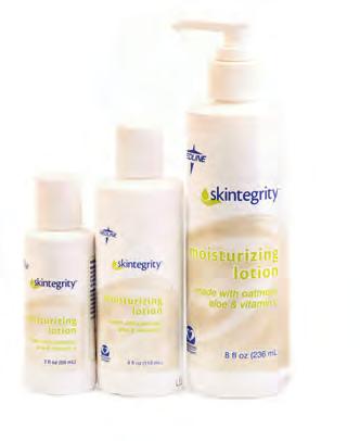 LOTIONS Skintegrity Lotion Skintegrity Lotion Non-greasy and Scent-Free Soothes with colloidal oatmeal, aloe vera and vitamin E Dimethicone and allantonin help retain moisture Non-reactive with CHG