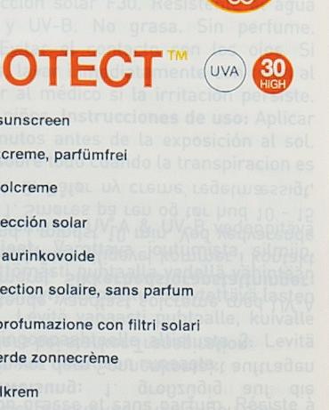 factor, as it primarily shows the level of protection against UVB. For outdoor working a minimum SPF of 30 is recommended. SPF30 provides high protection according to EU guidelines.