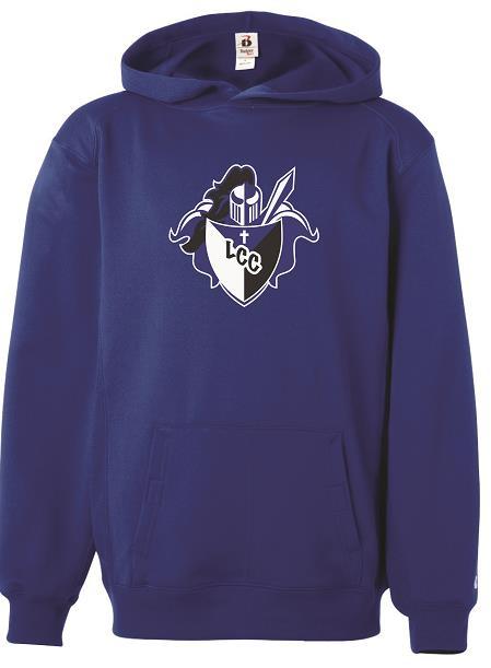 3) Hoodies a) Royal Blue and Black hoodies issued by Lourdes Central Catholic, noted as Uniform Approved in 2017-2018 school year, can be worn only during Spirit Days for the 2018-2019 school year.