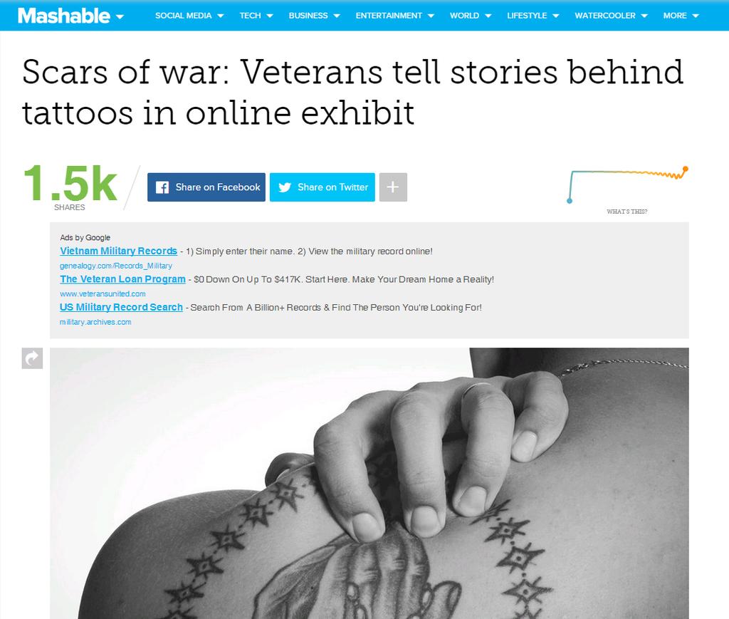 War Ink Featured in Mashable
