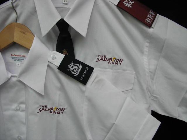 Logo Embroidery service on uniform shirt and blouse available at US$4.