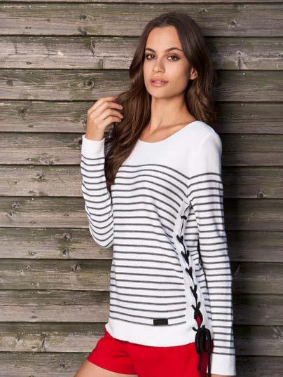 S18000 STRIPED SWEATER WITH SIDE LACING $49 wholesale /