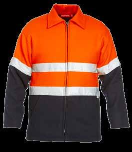 jackets two welt pocket internal pocket Y06554 FOUNDATIONS HI-VISIBILITY TWO TONE BLUEY JACKET WITH 3M TAPE 450gsm, 90% wool, 10% polyester outer & 100% cotton lining 3M 8910 50mm