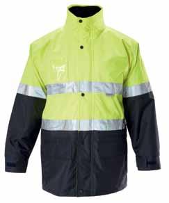 jackets hardened three piece peaked HOOD ID pocket two way pockets Y06057 ENGINEERED 4 in 1 Two Tone Wet Weather Jacket with 3M 8912 Tape* 190gsm polyester oxford weave with PU coating, Vest: 190gsm