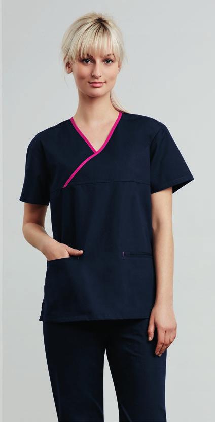 CONTRAST LADIES BIZ SCRUBS CROSSOVER TOP LAB COAT CLASSIC UNISEX STYLE H10722 LADIES H132ML UNISEX FABRIC 65% Polyester, 35% Cotton / High performance soft touch fabric / Natural stretch fabric for