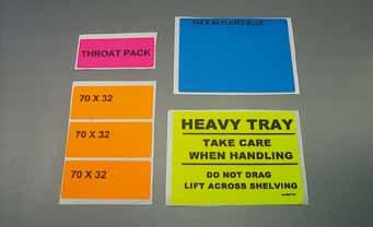 18's Packed in 24's NON STERILE LABELS White Background / Blue, Black, Red, Magenta, Yellow & Green Writing only in Rolls of 100 or 1000 Size: 15mm x 30mm (Anaesthetic Size) Size: 21mm x 61mm Size: