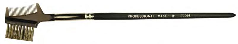 22075 22076 Eyelashbrush with comb, black bristles, silver ferrule, matt black lacquered wooden handle.
