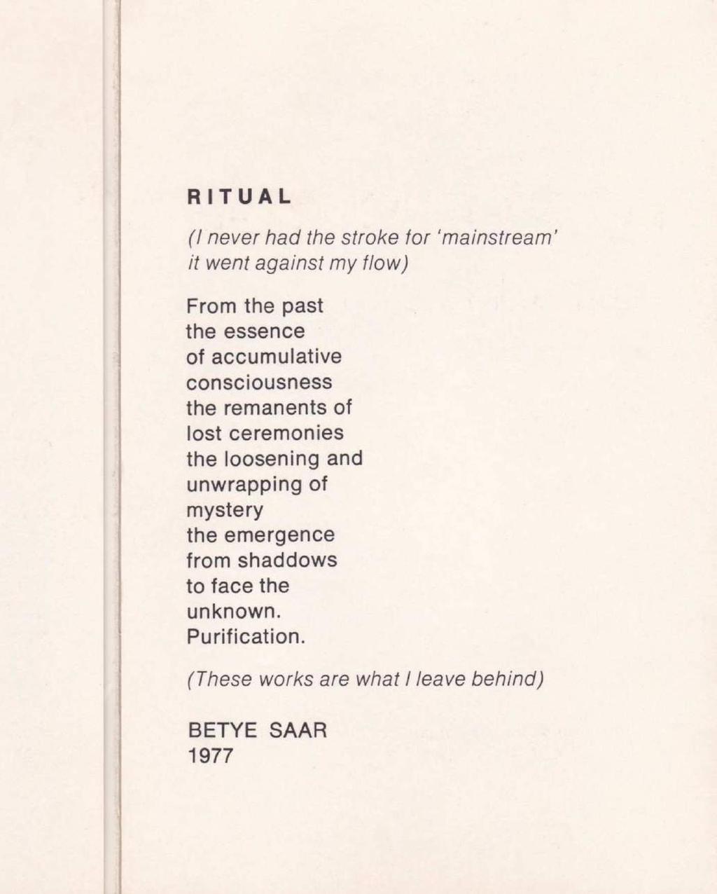 Announcement Card "Ritual" Baum-Silverman Gallery, Los Angeles,