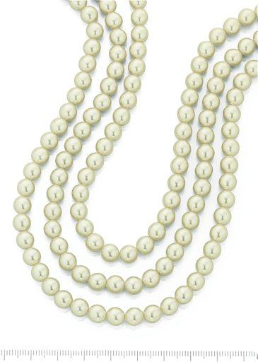 /3 Pearl Silver Plated and Synthetic Pearl Rose 3 Strand Necklace Cat No: 218/4034