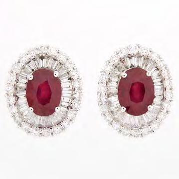 cut rubies (4.95ct.t.w.) and decorated with 179 brilliant cut and 55 baguette cut diamonds (2.58ct.t.w.) length 16 in 40.