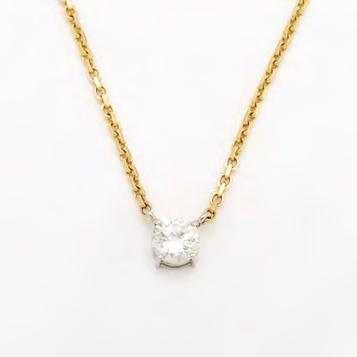 119 ITALIAN 18K YELLOW GOLD AND PLATINUM PENDANT AND CHAIN set with a brilliant cut diamond (approx. 1.22ct.