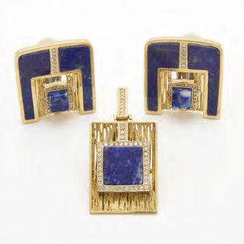 8 grams $1,800 2,400 27 18K YELLOW GOLD PENDANT AND CLIP- BACK EARRINGS
