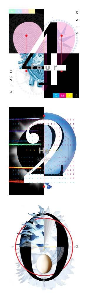 Scientific references and their relationship to numbers can be found throughout the six part print series Numbers/Numerals: from Two, also the notation for helium, to Four which references not just