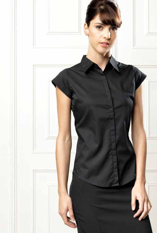 Ladies chic ALTERNATIVES Cap sleeve poplin blouse CODE: PR30 Refine YOUR LOOK Fitted style with cap